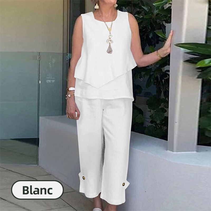 ✨50 % Rabatt! Set mit ärmellosem Oberteil & weiten 7/8-Hosen – Sommer-Zweiteiler | Luftig & elegant, vielseitig & bequem 💨👖
