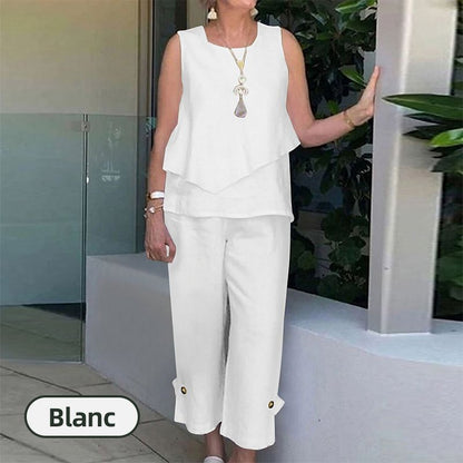 ✨50 % Rabatt! Set mit ärmellosem Oberteil & weiten 7/8-Hosen – Sommer-Zweiteiler | Luftig & elegant, vielseitig & bequem 💨👖