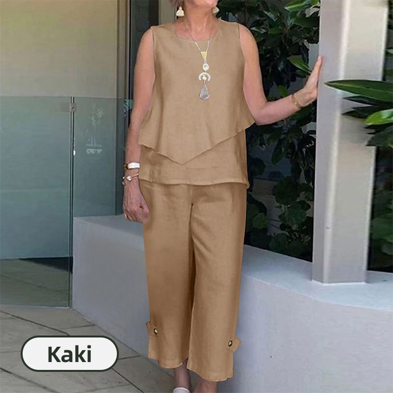 ✨50 % Rabatt! Set mit ärmellosem Oberteil & weiten 7/8-Hosen – Sommer-Zweiteiler | Luftig & elegant, vielseitig & bequem 💨👖