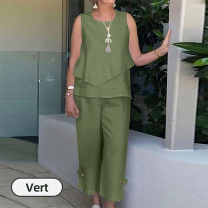 ✨50 % Rabatt! Set mit ärmellosem Oberteil & weiten 7/8-Hosen – Sommer-Zweiteiler | Luftig & elegant, vielseitig & bequem 💨👖