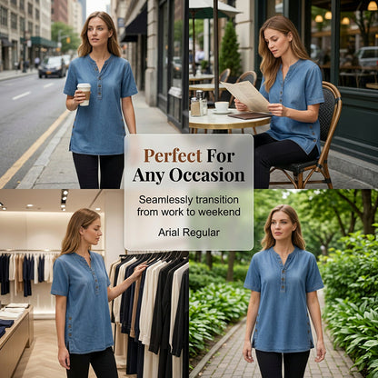 ⏰Atmungsaktives Freizeit-Oberteil im Denim-Look für Damen