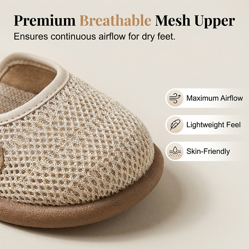 Flache Sandalen aus atmungsaktivem Mesh mit Knöchelriemen
