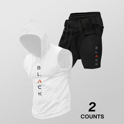 ⌛ Nur noch 1 Woche – 50 % auf alles ⏰Herren Sport-Set – ärmelloses Hoodie & Shorts – atmungsaktiv, schnelltrocknend & bequem 🏃‍♂️💪