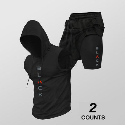 ⌛ Nur noch 1 Woche – 50 % auf alles ⏰Herren Sport-Set – ärmelloses Hoodie & Shorts – atmungsaktiv, schnelltrocknend & bequem 🏃‍♂️💪