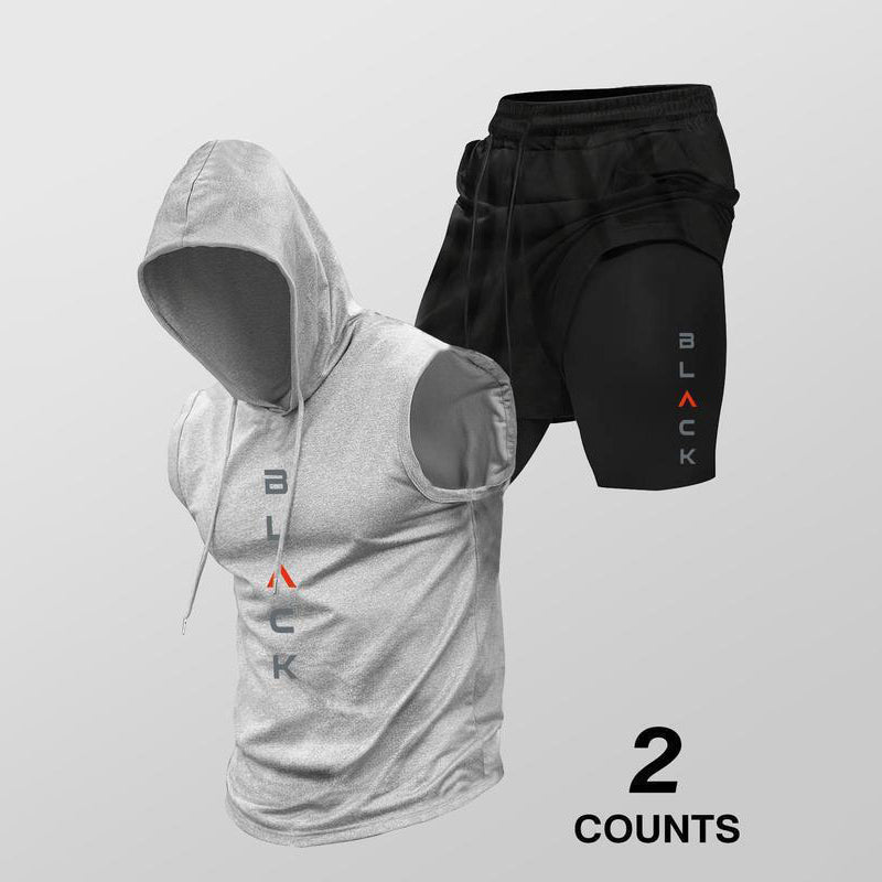 ⌛ Nur noch 1 Woche – 50 % auf alles ⏰Herren Sport-Set – ärmelloses Hoodie & Shorts – atmungsaktiv, schnelltrocknend & bequem 🏃‍♂️💪