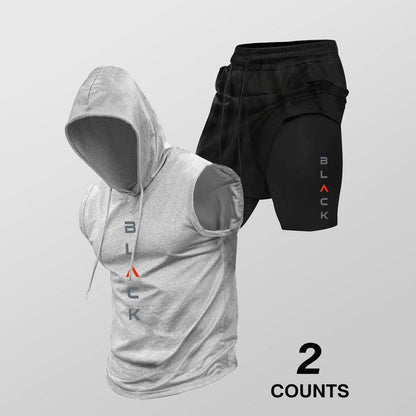 ⌛ Nur noch 1 Woche – 50 % auf alles ⏰Herren Sport-Set – ärmelloses Hoodie & Shorts – atmungsaktiv, schnelltrocknend & bequem 🏃‍♂️💪