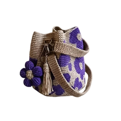 🌞Frühlingserwachen: 50% Rabatt!🌼Gehäkelte Damen Bucket Bag mit Blumenmuster – Leichte Boho-Schultertasche für Sommer und täglichen Gebrauch