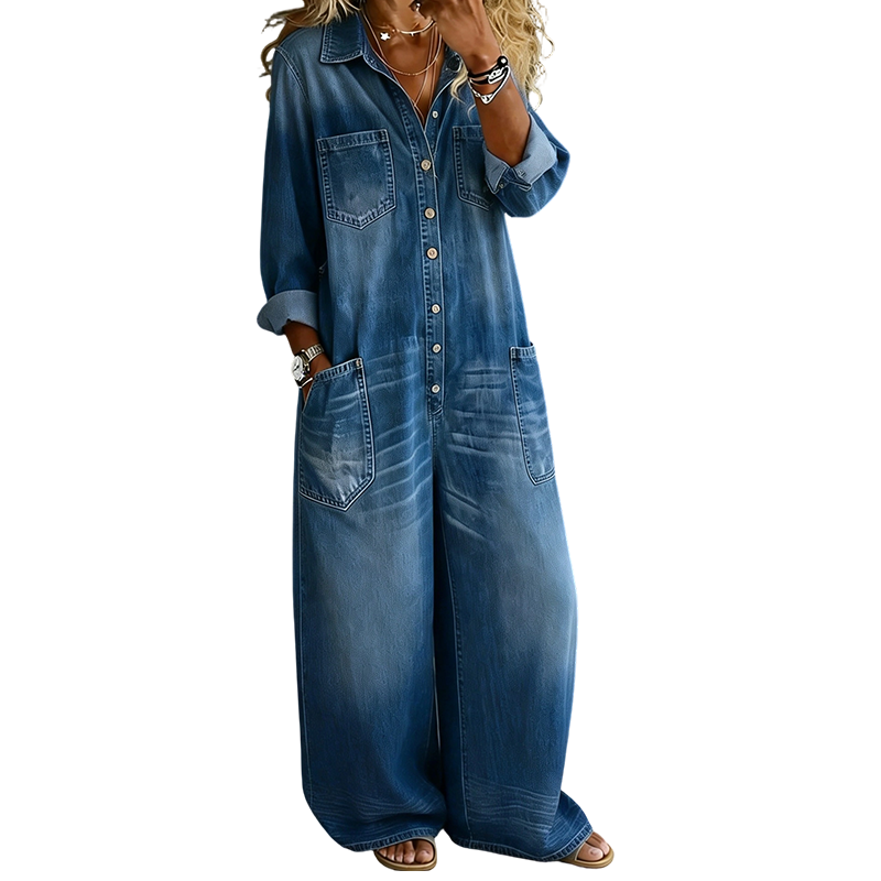 👖Lässiger Damen-Jumpsuit aus Denim mit langen Ärmeln ✈Versandkostenfrei